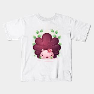 Cute hedgehog with flower Kids T-Shirt